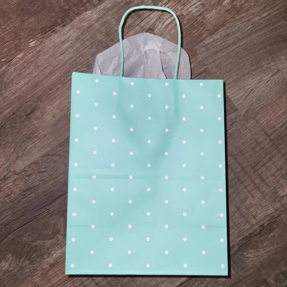8-PACK Gift Bags NEW Mint Polkadot